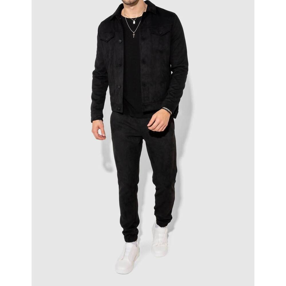 NEW MONFRERE noah butter jogger pants in suede noir